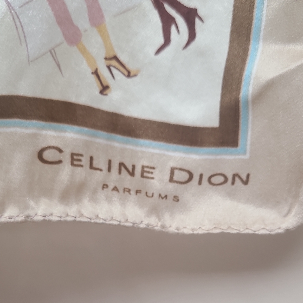 Celine Dion Cream and White Illustrated Scarf - Picture 2 of 4